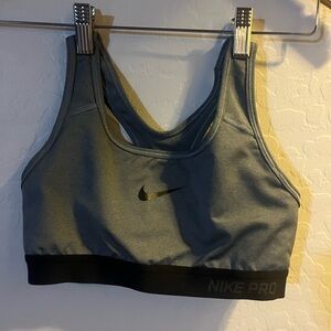 Nike Gray Sports Bra with Wide Straps and Scoop Neckline